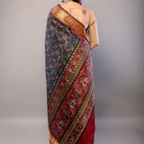 Black and Maroon Zari Woven Patola Silk Saree - Anvi Couture