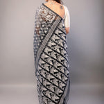 Black and White Dhakai Jamdani Saree - Anvi Couture