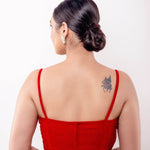 Red Velvet Blouse with Spaghetti Straps and Sweetheart Neckline - Anvi Couture