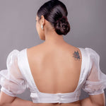 White Square Neck Blouse with Puff Sleeves - Anvi Couture - Image 4