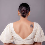 White Hakobe Bow - Style Blouse with Puff Sleeves - Anvi Couture