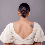 White Hakobe Bow - Style Blouse with Puff Sleeves - Anvi Couture