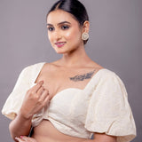 White Hakobe Bow - Style Blouse with Puff Sleeves - Anvi Couture
