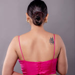 Rose Pink Blouse in with Spaghetti Straps and Back Closure - Anvi Couture