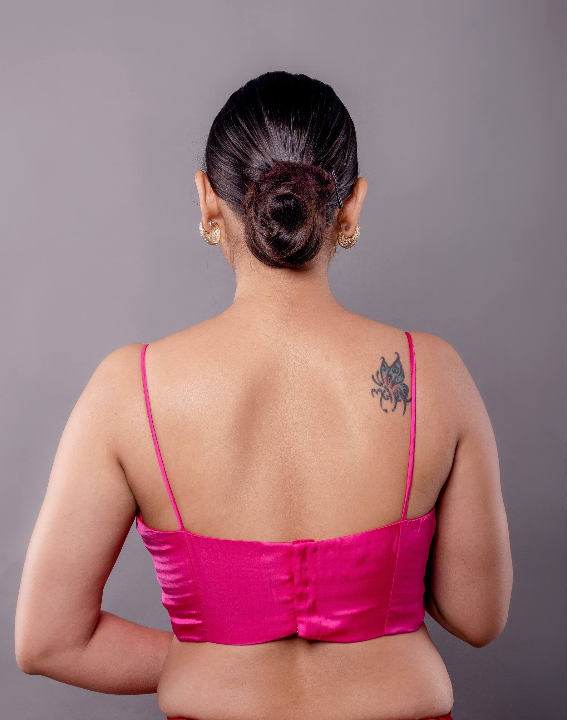 Rose Pink Blouse in with Spaghetti Straps and Back Closure - Anvi Couture