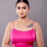 Rose Pink Blouse in with Spaghetti Straps and Back Closure - Anvi Couture