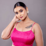 Rose Pink Blouse in with Spaghetti Straps and Back Closure - Anvi Couture