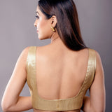 Golden Sleeveless Blouse with Square Neckline - Anvi Couture