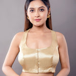 Golden Sleeveless U Neckline Blouse - Anvi Couture