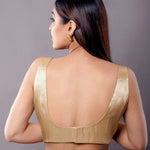 Golden Sleeveless U Neckline Blouse - Anvi Couture