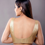 Golden Sleeveless Blouse with Sweetheart Neckline and Back Closure - Anvi Couture