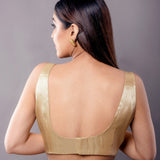 Golden Sleeveless Blouse with Sweetheart Neckline and Back Closure - Anvi Couture