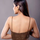 Gold Sequined Spaghetti Blouse with Back Closure - Anvi Couture