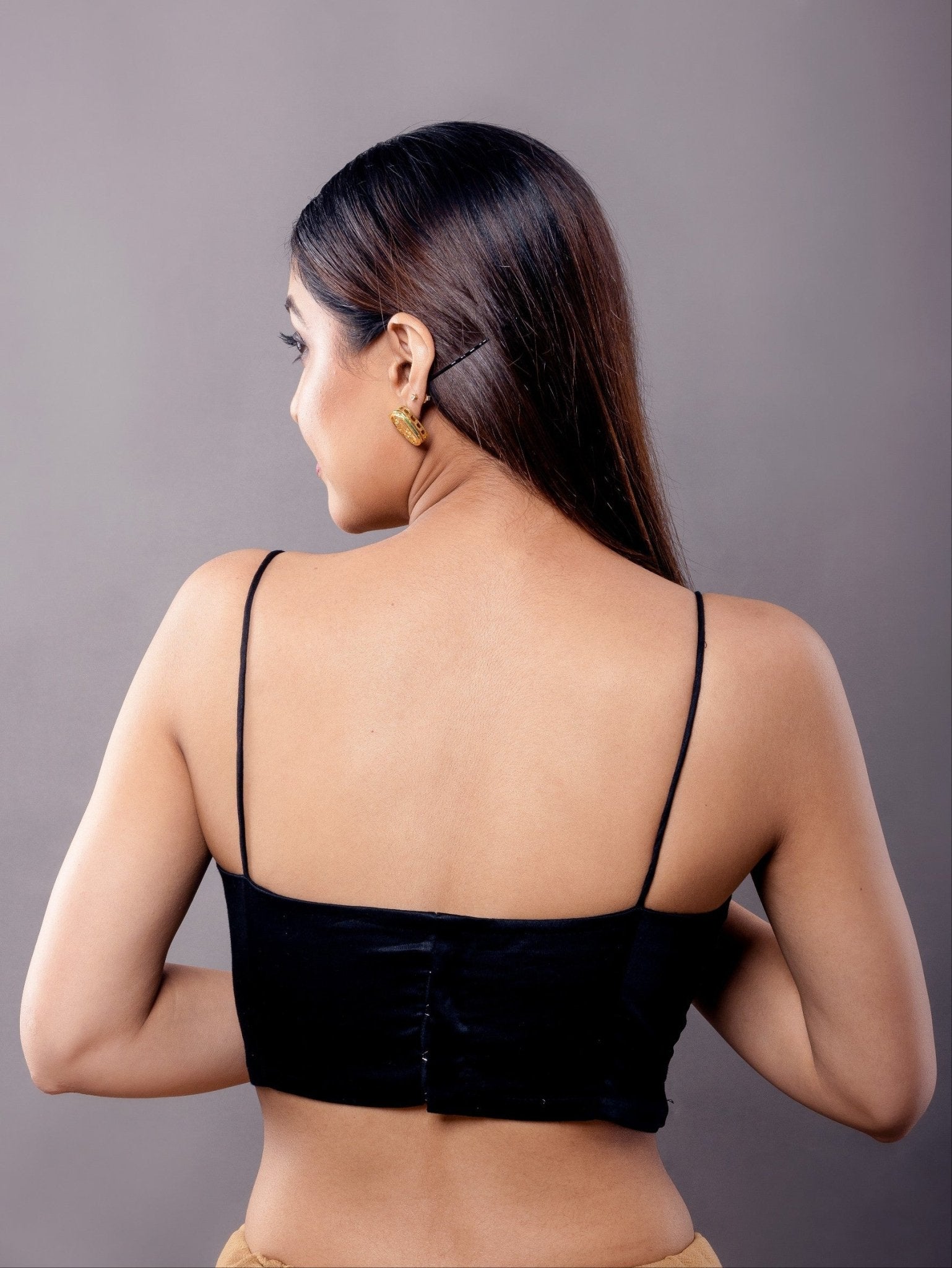 Black Spaghetti Strap Saree Blouse - Anvi Couture