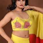 Yellow and Red Double Layered Lehenga Set with Embroidered Choli - Anvi Couture