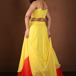 Yellow and Red Double Layered Lehenga Set with Embroidered Choli - Anvi Couture