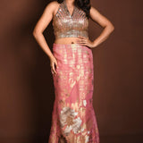 Pink Mermaid Lehenga with Matching Hand Embroidered Sequin Choli - Anvi Couture