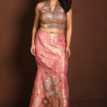 Pink Mermaid Lehenga with Matching Hand Embroidered Sequin Choli - Anvi Couture