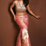 Pink Mermaid Lehenga with Matching Hand Embroidered Sequin Choli - Anvi Couture