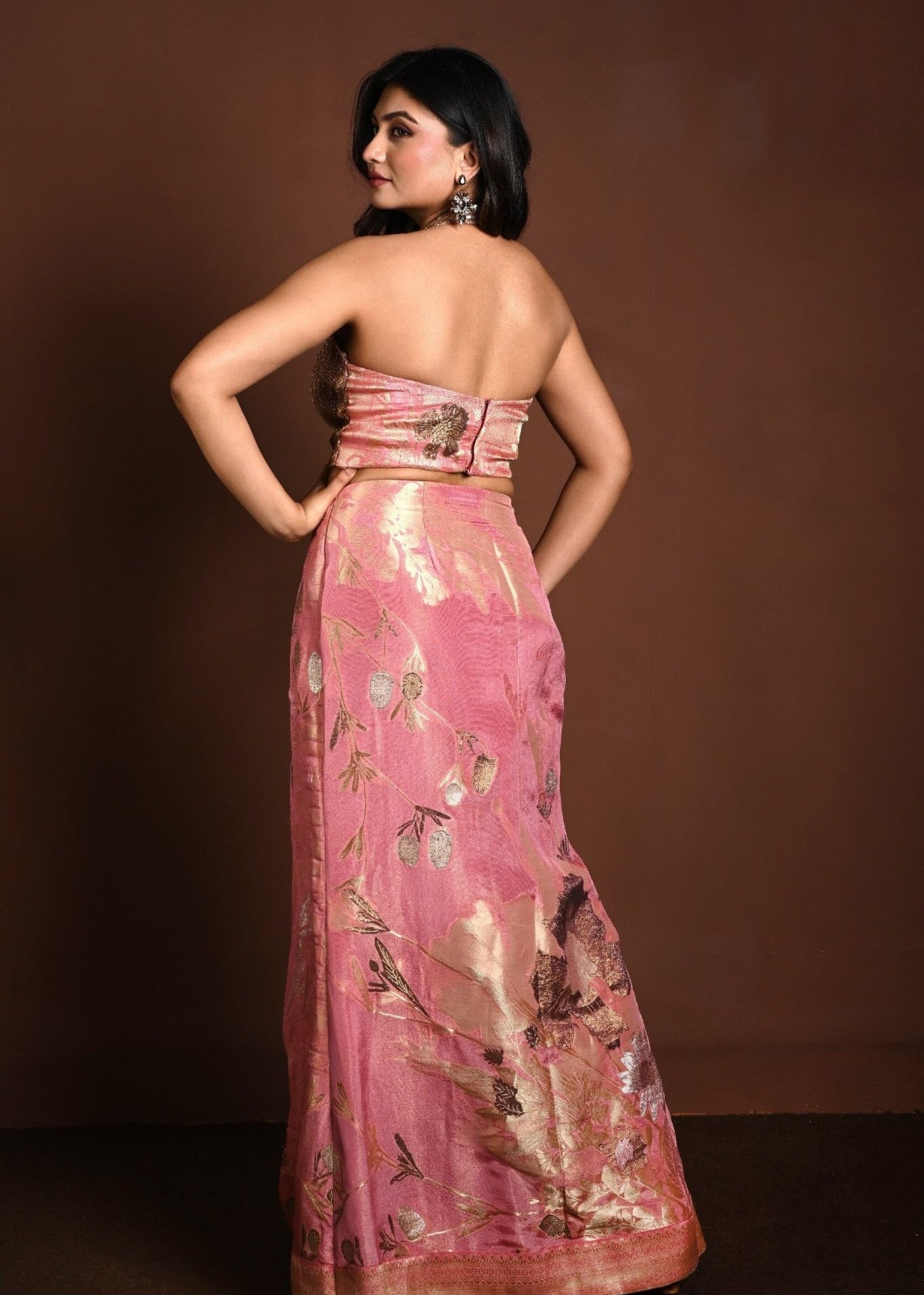 Pink Mermaid Lehenga with Matching Hand Embroidered Sequin Choli - Anvi Couture