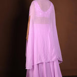 Lavender Cape Lehenga Set with Embroidered Work - Anvi Couture