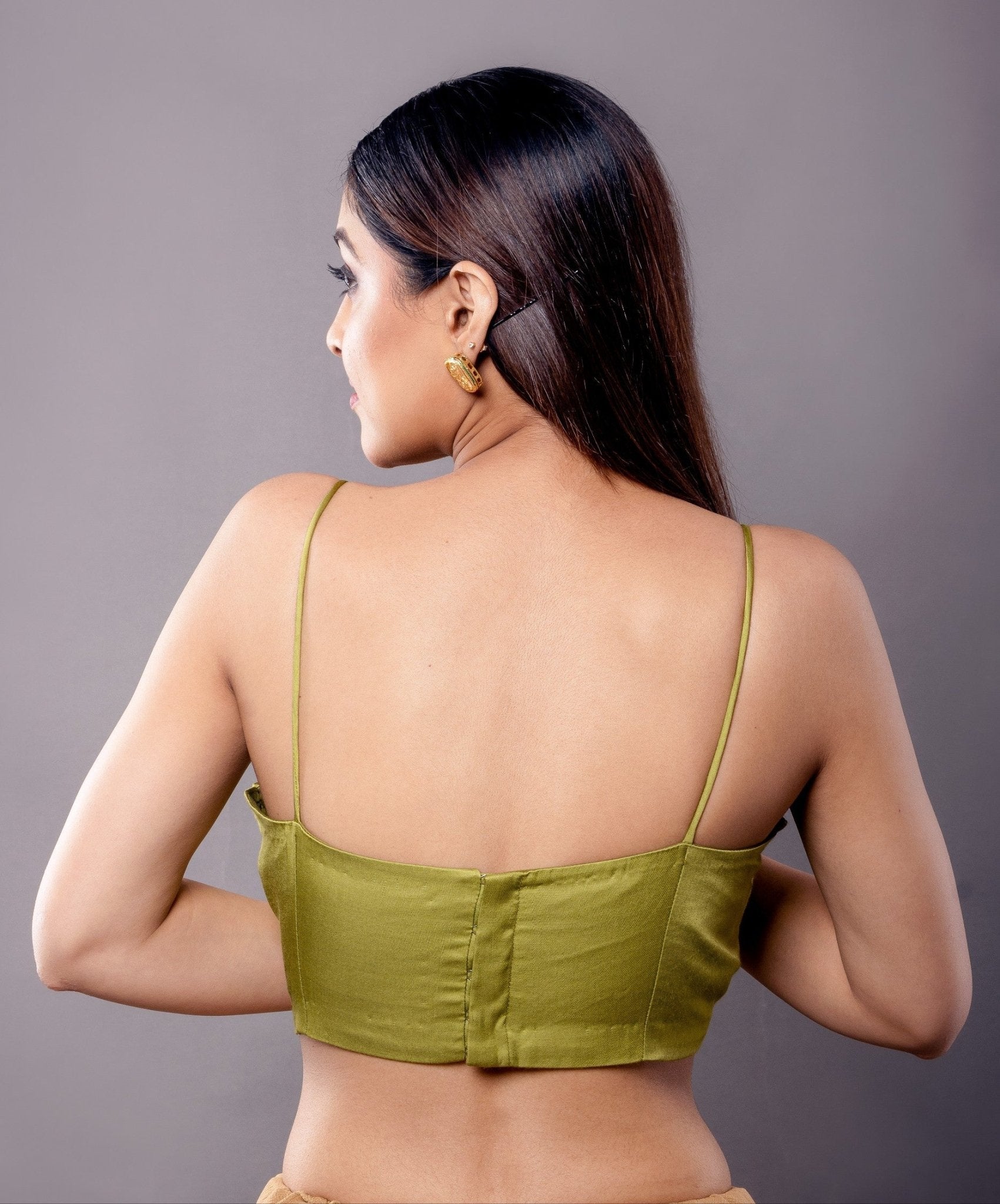 Spring Green Spaghetti Saree Blouse - Anvi Couture