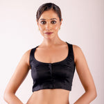 Black Sleeveless Blouse with Round Neckline - Anvi Couture