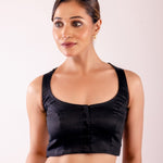 Black Sleeveless Blouse with Round Neckline - Anvi Couture