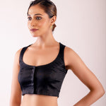 Black Sleeveless Blouse with Round Neckline - Anvi Couture