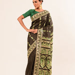 Authentic Black Baluchari Silk Saree in handwoven Minakari work - Anvi Couture