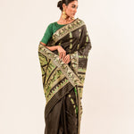 Black Pure Baluchari Silk Saree in handwoven Minakari work