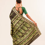 Black Pure Baluchari Silk Saree in handwoven Minakari work - Anvi Couture