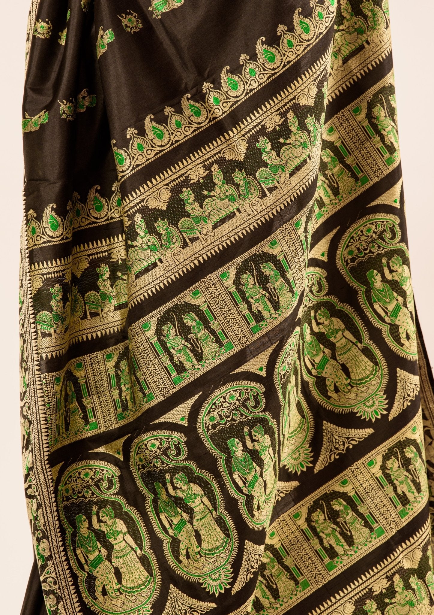 Black Pure Baluchari Silk Saree in handwoven Minakari work