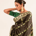 Black Pure Baluchari Silk Saree in handwoven Minakari work