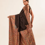 Black Pashmina Handwoven Silk Saree - Anvi Couture