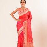 Peach Paithani Katan Handwoven Banarasi Saree - Anvi Couture