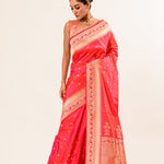 Peach Paithani Katan Handwoven Banarasi Saree - Anvi Couture