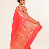 Peach Paithani Katan Handwoven Banarasi Saree - Anvi Couture