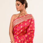 Orange Pink Brocade Katan Silk Handloom Banarasi Saree - Anvi Couture