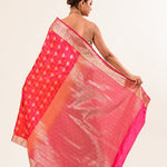 Orange Pink Brocade Katan Silk Handloom Banarasi Saree - Anvi Couture