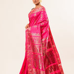 Pink Baluchari Silk Saree with Resham Threads Minakari Work - Anvi Couture