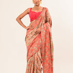 Beige Pashmina Moonga Silk Handwoven Banarasi Saree - Anvi Couture