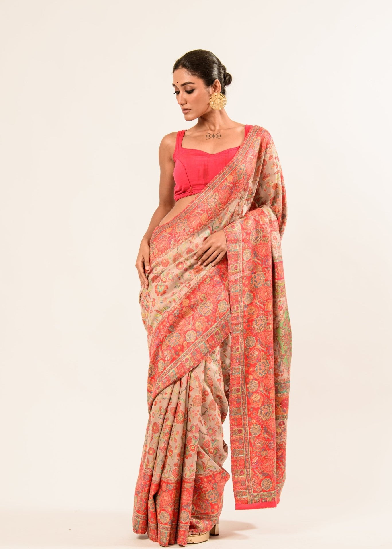 Beige Pashmina Mooga Silk