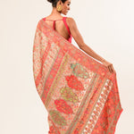 Beige Pashmina Moonga Silk Handwoven Banarasi Saree - Anvi Couture