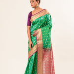 Classic Kanjivaram Silk Saree With Floral Design - Anvi Couture