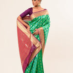 Classic Kanjivaram Silk Saree With Floral Design - Anvi Couture