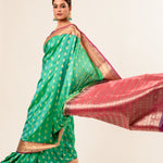 "Flaunt Elegance in Anvi Couture's Floral Kanjivaram Silk Saree"