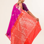 Bangalore Silk Saree in Purple with Red Border - Anvi Couture