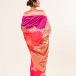 Lavender and Pink Color Katan Silk Handwoven Banarasi Saree - Anvi Couture