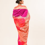 Lavender and Pink Color Katan Silk Handwoven Banarasi Saree - Anvi Couture